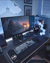 Load image into Gallery viewer, Flamaker Gaming Desk Gaming Table Computer Desk Gamer Table Z Shape Game Station with Large Carbon Fiber Surface, Cup Holder & Headphone (Red)
