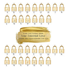 Load image into Gallery viewer, MYEARS Women Lock Necklace Gold Padlock Pendant N Initial Stamped Alphabet Engraved Letter Personalized 14K Gold Filled Chain Dainty Boho Beach Simple Jewelry Gift