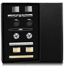 Load image into Gallery viewer, YADOCA Men's Cufflinks and Tie Clips Set Necktie Tie Bar Clips Business Shirts Wedding Tuxedo Cufflinks with Box Silver-Tone Gold-Tone Black