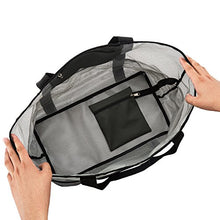 Load image into Gallery viewer, SoHo, Mesh Beach Bag - Toy Tote Bag - Large Lightweight Market, Grocery & Picnic Tote with Oversized Pockets (Black/White)