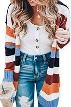 Load image into Gallery viewer, ECOWISH Womens Floral Striped Draped Kimono Cardigan Long Sleeve Open Front Casual Knit Sweaters Coat Floral L