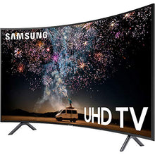 Load image into Gallery viewer, SAMSUNG UN65RU7300 65" RU7300 HDR 4K UHD Smart Curved LED TV (2019 Model) with Home Theater Surround Sound 31" Soundbar Bundle Includes Screen Cleaner + 6-Outlet Surge Adapter + 2X HDMI Cable Black