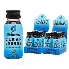 Load image into Gallery viewer, Ethan’s Organic Energy Shot, Pomegranate Blueberry Flavor, Vegan, Gluten Free, Green Tea Extract, Guayusa, Caffeine Boost, B6 & B12 Vitamin C Focus Supplement, Plant Based Diet (12 Pack of 2oz Shots)
