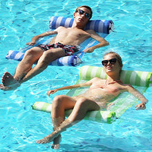 Load image into Gallery viewer, FindUWill 2-Pack Premium Swimming Pool Float Hammock, Multi-Purpose Inflatable Hammock (Saddle, Lounge Chair, Hammock, Drifter), Water Hammock Lounge (RoyalBlue and GreenYellow)