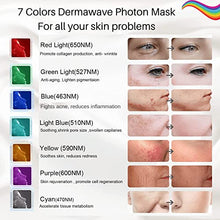 Load image into Gallery viewer, LED Face Mask Light Therapy - 7 Colors Premium Dermawave Photon Mask for Facial and Neck with 192 LEDs - Professional Blue & Red Light for Anti Aging & Skin Rejuvenation - Korean skincare