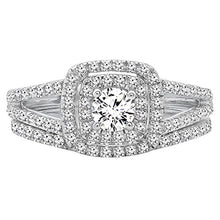 Load image into Gallery viewer, Dazzlingrock Collection 1.00 Carat (ctw) 10K Round Diamond Split Shank Halo Engagement Ring Set 1 CT, White Gold, Size 7