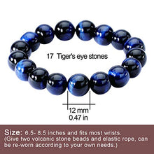 Load image into Gallery viewer, Jewever Original Natural Blue Tiger Eye Gemstone 12mm Smooth Round Beads Stretch Unisex