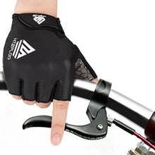 Load image into Gallery viewer, HTZPLOO Bike Gloves Cycling Gloves Mountain Bike Gloves for Men with Anti-slip Shock-absorbing Pad,Light Weight,Nice Fit,Half Finger Biking Gloves (Black,Medium)
