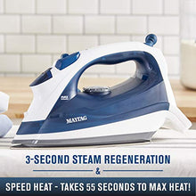 Load image into Gallery viewer, Maytag Speed Heat Steam Iron & Vertical Steamer with Stainless Steel Sole Plate, Self Cleaning Function + Thermostat Dial, M200 Blue