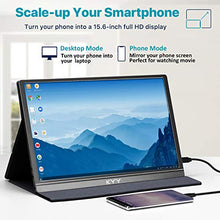 Load image into Gallery viewer, Portable Monitor - KYY 15.6inch 1080P FHD USB-C Laptop Monitor HDMI Computer Display HDR IPS Gaming Monitor w/Premium Smart Cover & Speakers, External Monitor for Laptop PC Mac Phone PS4 Xbox Switch