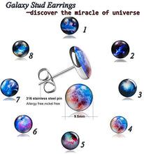 Load image into Gallery viewer, Thunaraz 8 Pairs Unisex Stainless Steel Stud Earrings Galaxy Astronomy Earrings for Girls Boys