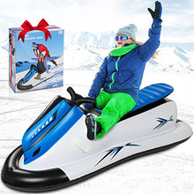 Load image into Gallery viewer, Snow Sled, Giant Snow Tube for Sledding Heavy Duty Inflatable Sled Snowmobile for Kids Adults with Reinforced Handles Pull Rope Winter Snow Toys Outdoor Play Activity