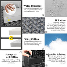 Load image into Gallery viewer, Patio Wicker Furniture Set 7 Pieces Outdoor PE Rattan Conversation Couch Sectional Chair Sofa Set with Grey Cushion