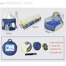 Load image into Gallery viewer, ELEOPTION Kids Play Tent Indoor Outdoor 3-in-1 Space Ship Play Tent for Boys Girls, Babies and Toddlers, Folding Kids Play Tent with Tunnel, Ball Pit Playhouse