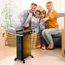 Load image into Gallery viewer, GOFLAME Oil Filled Radiator Heater, 1500W Electric Portable Space Heater with 3 Heat Settings and Built-In Thermostat, Oil Heater with Wheels, Tip-Over & Overheat Protection for Home Office (Black)