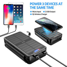 Load image into Gallery viewer, Solar Charger 35800mAh Solar Power Bank with Dual 3.1A Outputs Wireless Charger Waterproof Ultra Bright LED Panel Light and Flashlights Compatible Most Smart Phones Tablets and More
