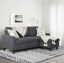 Load image into Gallery viewer, Shintenchi Convertible Sectional Sofa Couch, Modern Linen Fabric L-Shaped Couch 3-Seat Sofa Sectional with Reversible Chaise for Small Living Room, Apartment and Small Space, (Dark Grey)