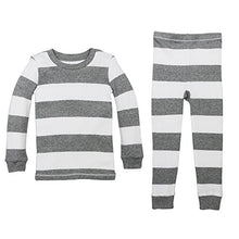 Load image into Gallery viewer, Burt's Bees Baby baby girls Pajamas, 2-piece Pj Set, 100% Organic Cotton (12 Mo-7 Yrs) Pajama Set, Heather Grey Rugby Stripe, 5T US
