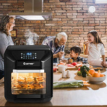 Load image into Gallery viewer, COSTWAY 10.6 QT Electric Air Fryer Toaster Oven, 7-in-1 Kitchen Pizza Air Oven with Rotisserie, Multifunctional Cooking Oven, Oil Less Cooker, with Intelligent Screen, Auto Shut-Off Function, w/ Dishwasher-Safe Accessories (Black)