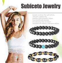 Load image into Gallery viewer, Subiceto 8 Pieces Magnetic Hematite Bracelets for Men Women 8mm Tiger Eye Stone Beads Elastic Bracelet Set Natural Stone Bracelet Bangle