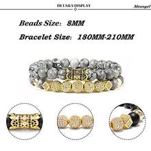 Load image into Gallery viewer, WFYOU 8mm Charm Beads Bracelet for Men Women Black Matte Onyx Natural Stone Beads, 7.5"