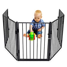 Load image into Gallery viewer, Baby Safety Gate Fireplace Fence, 5-Panel Metal Indoor Safety Guard for Baby Pets Dog Cat Christmas Tree BBQ Protection, 118inch