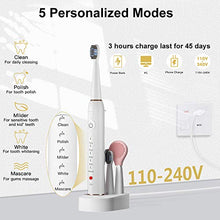 Load image into Gallery viewer, Sonic Electric Toothbrush for Adults, Whitening Cleaning Electronic Toothbrush Rechargeable Vibrating Toothbrush with 4 Dupont Brush & 1 Face Brush, Smart Timer and Pressure Sensor