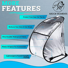 Load image into Gallery viewer, Laptop Sun Shade Tent Dome v2.0 for Working Outside Glare | Fits up to 15" Inch Screen Reflective Silver Sleeve Hood Visor | Portable Umbrella Shield Privacy Cover for Work from Home Computer