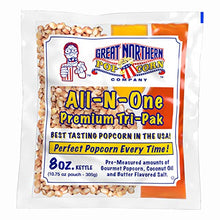 Load image into Gallery viewer, GREAT NORTHERN POPCORN COMPANY - 8 oz Popcorn Packs – Pre-Measured, Movie Theater Style, All-in-One Kernel, Salt, Oil Packets for Popcorn Machines (Pack of 24)