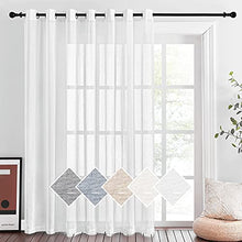 Load image into Gallery viewer, NICETOWN White Sheer Curtains for Sliding Glass Door, Grommet Top Elegant Flax Linen Semi Sheer Privacy Window Treatment for French Door/Bedroom/Living Room, W100 x L84, 1 Panel