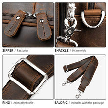 Load image into Gallery viewer, Augus Business Travel Briefcase Genuine Leather Duffel Bags for Men Laptop Bag fits 15.6 inches Laptop YKK Metal Zipper (Dark brown)