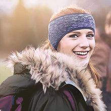 Load image into Gallery viewer, SAVITA 2 Pack Ear Warmers Headband Stretchy Ear Covers Sweatband Ski Winter Headband Earmuff Workout Headbands Moisture Wicking Thermal Sport Headbands for Women Man Girls (Gray and Dark Blue)