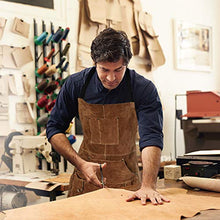 Load image into Gallery viewer, eletecpro Woodworking Apron Heavy Duty Durable - Length 42" 6 Pockets Leather Welding Apron & Welding Gloves Cowhide Fire/Heat Resistant Shop Apron Men/Women(Brown)