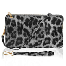Load image into Gallery viewer, Humble Chic Vegan Leather Wristlet Wallets for Women, Phone Clutch or Small Purse Crossbody Bag, Black & White Leopard Print, Dark Grey, Light Gray, Monochrome, Neutral, Animal Printed, Cheetah