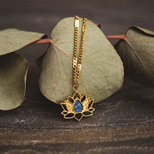 Load image into Gallery viewer, HOLZKERN Balance Necklace 24k Gold Necklace for Women Real Lapis Lazuli Crystal Necklace Jewelry Dainty Gold-Plated Necklace Stainless Steel Adjustable Length Pendant Cute Necklaces for Women Choker