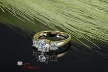 Load image into Gallery viewer, Clara Pucci 1.4 CT Round Cut Solitaire Three Stone Ring 14K Yellow Gold Engagement Wedding Band, Size 11