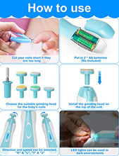 Load image into Gallery viewer, OTTOLIVES Baby Healthcare and Grooming Kit, 24 in 1 Baby Electric Nail Trimmer Set Newborn Nursery Health Care Set for Newborn Infant Toddlers Baby Boys Girls Kids Haircut Tools (0-3 Years+) (Blue)