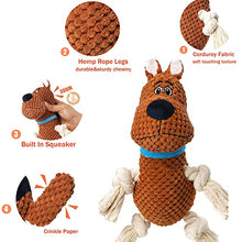 Load image into Gallery viewer, Napojoy Plush Dog Toy, Stuffed Dog Toys for Small Medium Large Dogs, Squeaky Dog Chew Toy with Crinkle Paper, Outdoor Puppy Toys Interactive Tough Rope Toys