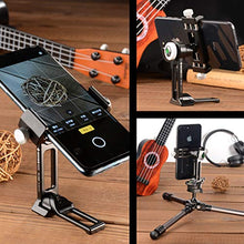 Load image into Gallery viewer, Phone Holder Adapter for Tripod, On Table iPhone Stand, Arca QR, 1/4" Screw Mount, 360 Degree Ball Head Rotate & Tilt Vertical & Horizontal, Fits iPhone 6 7 8 X 11 Pro Se Samsung Phone Clamp