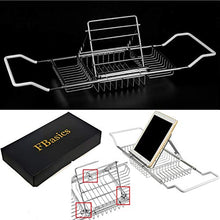 Load image into Gallery viewer, FBasics Bathtub Caddy Stainless Steel Bathtub Tray with Extending Sides and Book Holder