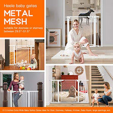 Load image into Gallery viewer, Heele 29.5-51.5 Inches Extra Wide Auto Close Baby Gate Metal Mesh Easy Walk Thru Swing Door Child Gates for Stairs Doorway Hallway Kitchen,Indoor Safety Gate for Kids or Pets,Pressure/Hardware Mounted