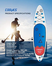 Load image into Gallery viewer, Cooyes Premium Inflatable Stand Up Paddle Board (6 inches Thick) with SUP Accessories & Backpack, Dry Bag, Adjustable Kayak Seat, Large Fin, Leash, Paddle and Pump, Standing Boat for Youth & Adult