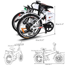 Load image into Gallery viewer, Aceshin 20" Folding Electric Bike with 36V 250W Removable Large Capacity Lithium-Ion Battery, 7 Speed Gear and Three Working Modes Electric Bicycle (White)