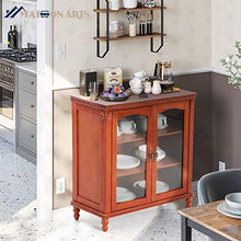 Load image into Gallery viewer, MAISON ARTS Buffet & Sideboard Kitchen Storage Cabinet w/Adjustable Shelves Buffet Cabinet w/Glass Doors China Cabinet for Kitchen Dining Room Living Room, Embossed Frame