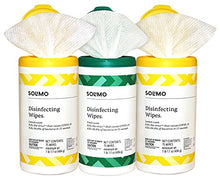 Load image into Gallery viewer, Amazon Brand - Solimo Disinfecting Wipes, Lemon Scent & Fresh Scent, Sanitizes/Cleans/Disinfects/Deodorizes, 75 Count (Pack of 3)