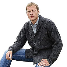 Load image into Gallery viewer, 100% Irish Merino Wool Aran Button Cardigan – Fast delivery from Ireland (Small, Charcoal)