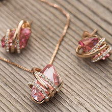 Load image into Gallery viewer, Leafael Wish Stone Pendant Necklace with Vintage Pink Birthstone Crystal for October, 18K Rose Gold Plated, 18" + 2" Chain