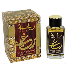 Load image into Gallery viewer, Raghba for Women EDP (Eau De Parfum) I middle eastern baked sweets in a spice market scent I Warm, cozy, and smoky Vanilla add a sweet, elegance I Long - lasting and Great Silliage I by Lattafa Perfumes (Raghba Woody Intense - 100 ML)