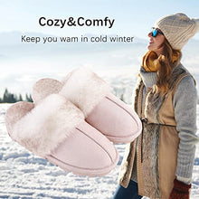 Load image into Gallery viewer, shoeslocker Womens Slippers Cozy Memory Foam Fluffy Plush Lined House Slippers Indoor Outdoor Shoes Pink Size 6