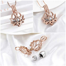 Load image into Gallery viewer, Cremation Jewelry Urn Pendant Necklace with Hollow Urn Cremation Jewelry for Ashes Lotus Flower Shape